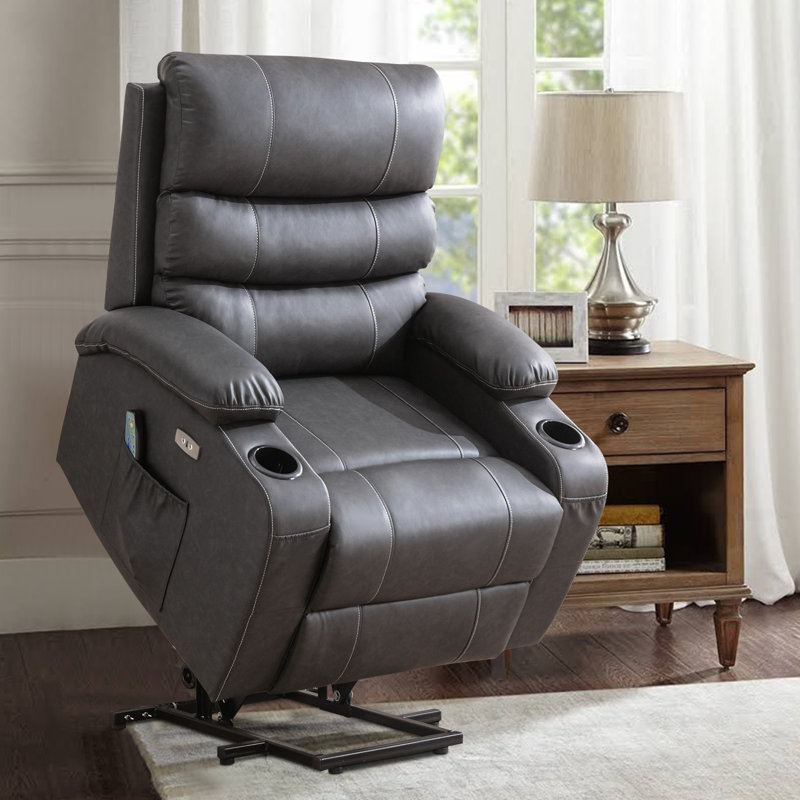 Fauteuil de massage Power Lift avec chauffage à la taille, fauteuil inclinable avec port USB, poche latérale et porte-gobelet
