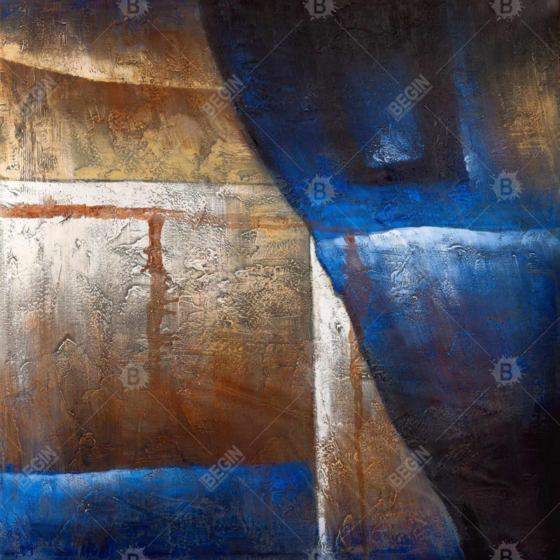 Bronze shapes with blue light - 16"x16" Throw pillow cover - Poly twill - Print on demand, 16" x 16"