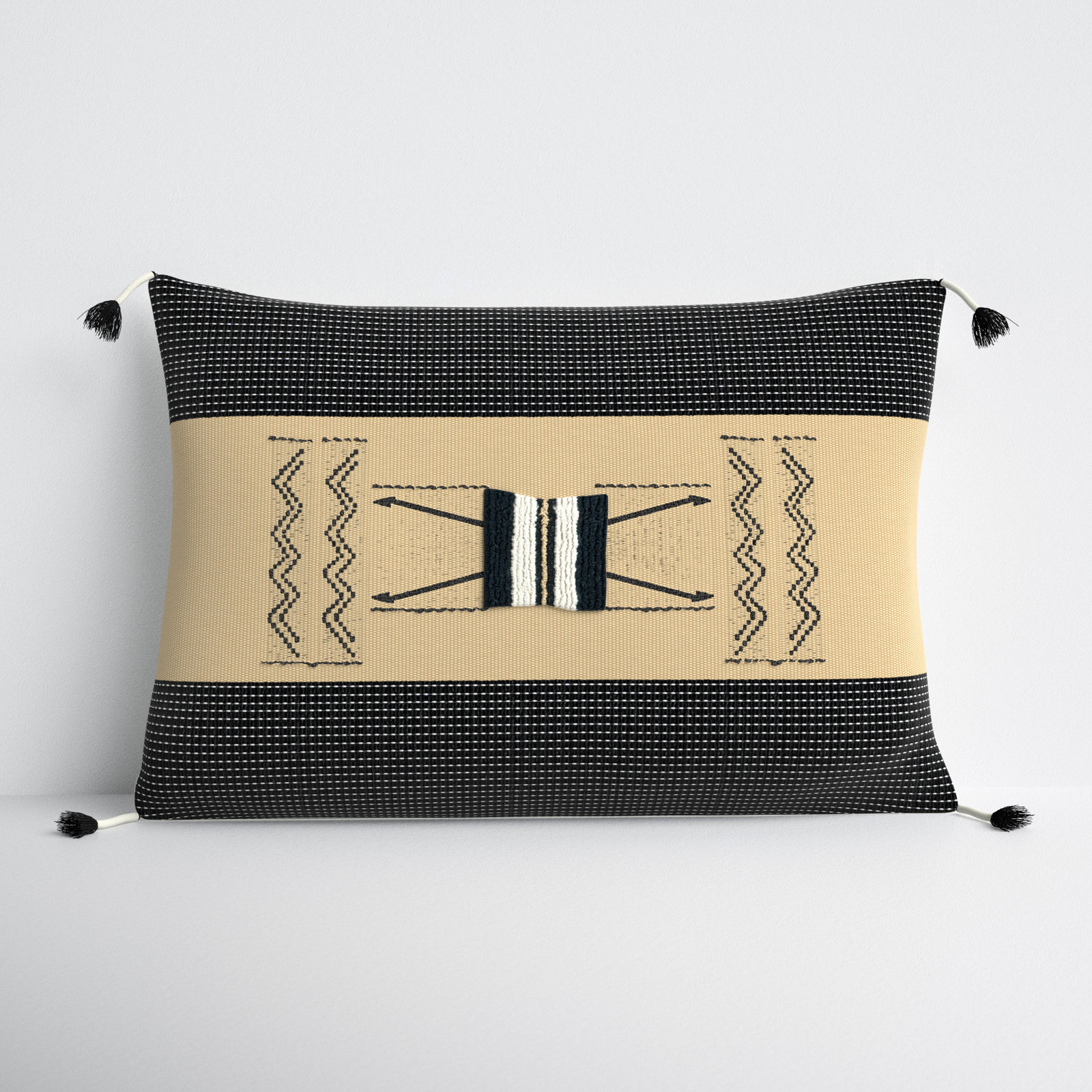 Senna Tassels Cotton Lumbar Throw Pillow, Pillow Cover Only - No Insert