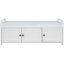 Banc de rangement rustique avec portes à volets, coussin amovible et compartiments cachés pour une utilisation polyvalente à la maison-479247115