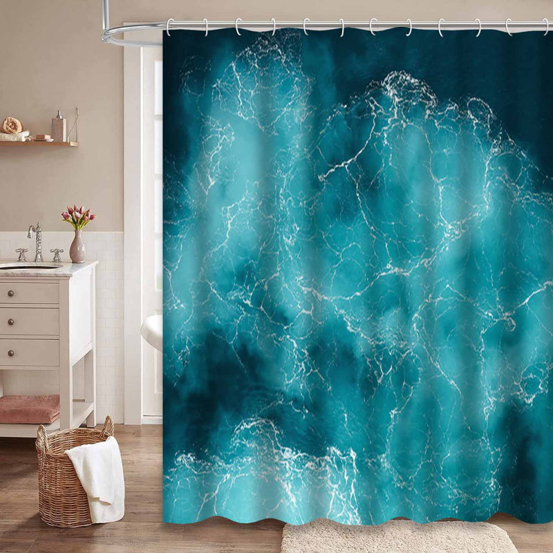 Abstrait bleu turquoise avec 12 crochets, L 72 po x l 72 po