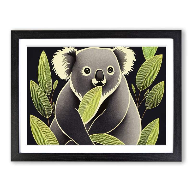 Artistic Koala Bear - Single Picture Frame Print, Black Framed, 34cm H x 46cm W x 2cm D
