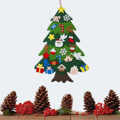 25 pièces de décoration de fête de sapin de Noël feutrée en trois dimensions ornements de Noël bricolage feutre non-tissé arbre de Noël décoration murale pour cadeaux de Noël décoration de porte de maison