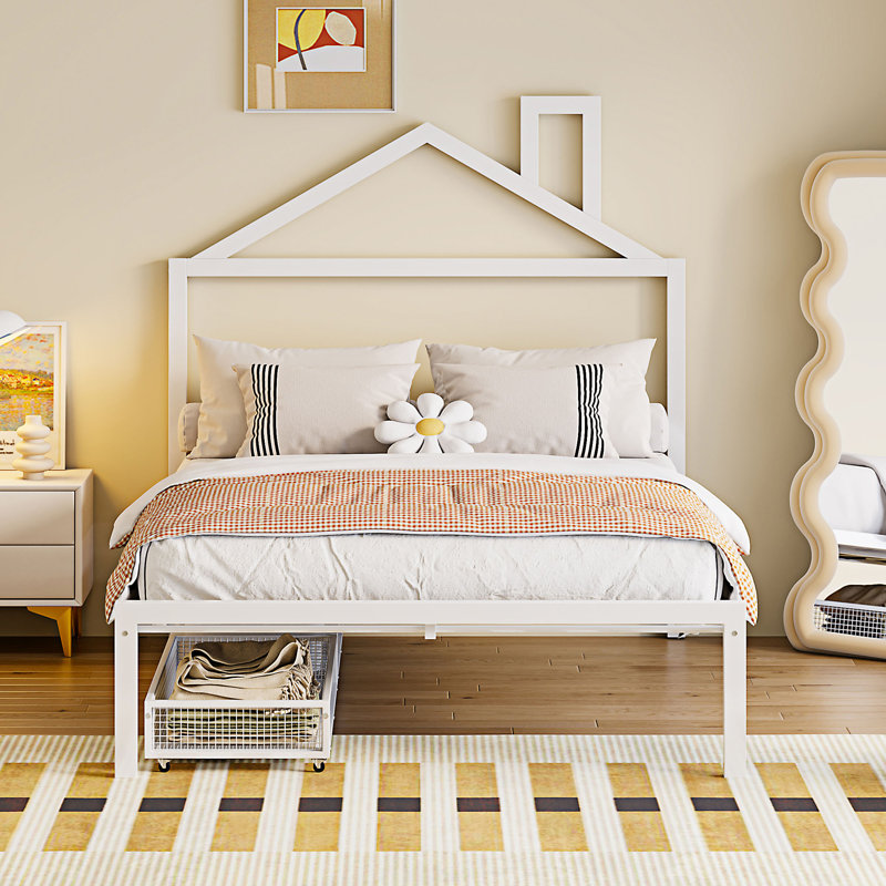 Lit plateforme 62,20 po, Blanc, Lit double