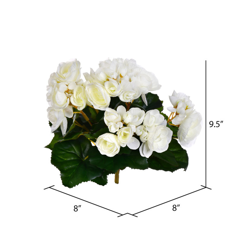 Bégonia artificiel en polyester, Blanc