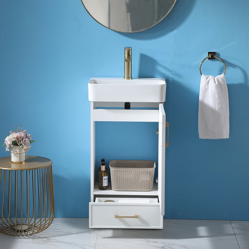 Ensemble de meuble-lavabo simple autoportant 18 po Arbutus, Blanc