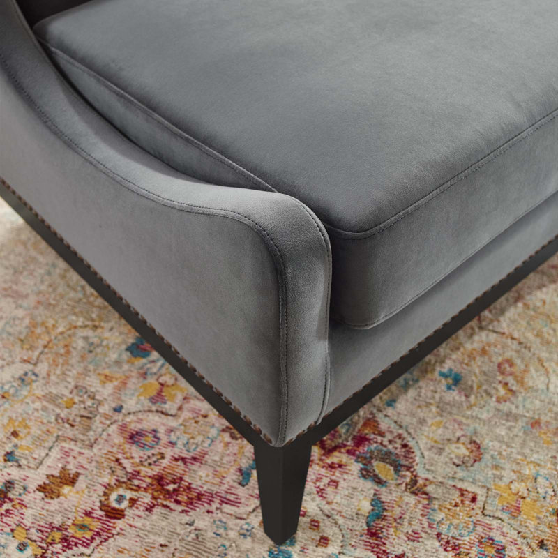 Méridienne Confident Accent, Velours gris performance