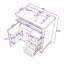 Meuble-lavabo autoportant avec comptoir en céramique, tiroir de rangement escamotable, tablette réglable et support de porte-133423066