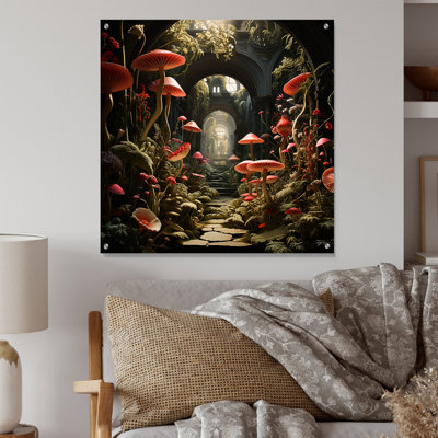 Mushroom The Secret Garden - Art mural acrylique champignon moderne
