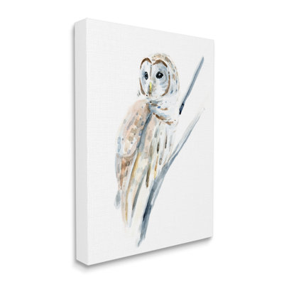 Doux hibou arctique perché sur une branche tendue par Annie Warren