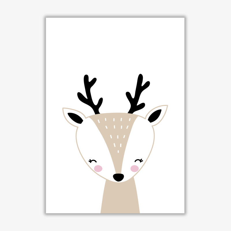 Scandi Beige Deer - Print, No Frame, 30 cm H x 21 cm W x 1 cm D