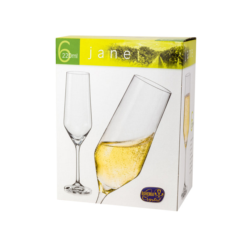 6 pièces 7 oz. Ensemble de flûtes en cristal