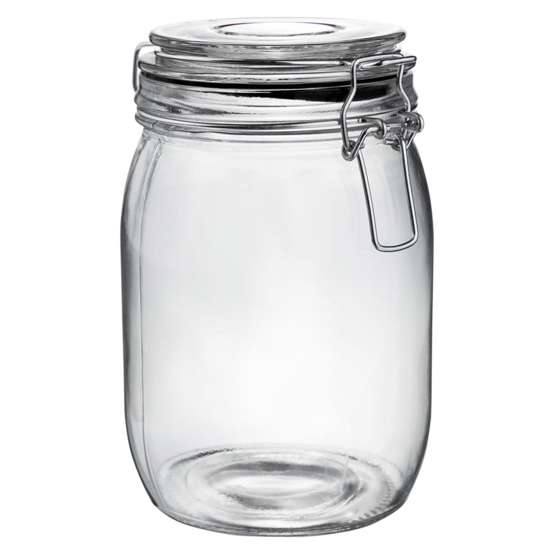 Argon Tableware - Glass Storage Jars, 17cm H x 10.5cm W x 10.5cm D, Clear/Orange