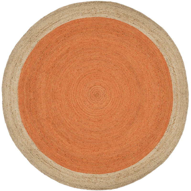 Alexina Hand-Woven Natural Jute Solid Color Area Rug, Rond 7 pi, Aqua/Natural