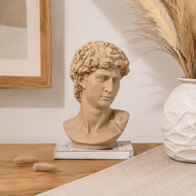 Beige Neo-Classical Bust Sculpture – Resin Decorative Accent 