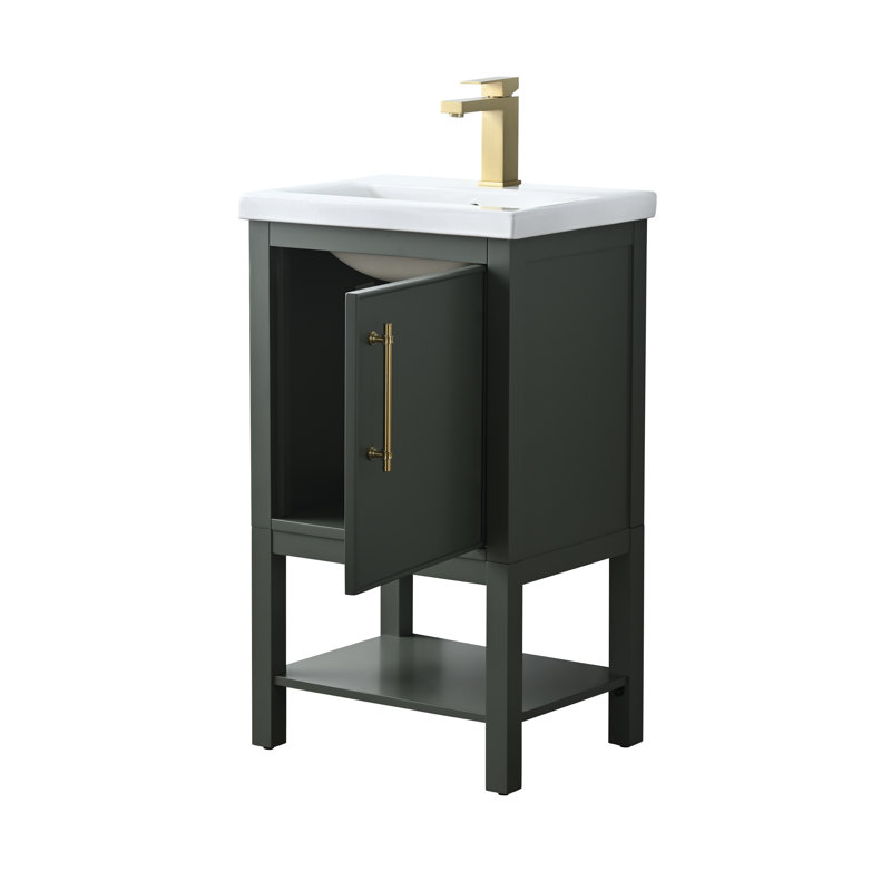 Ensemble de meuble-lavabo simple 20 po Jewell, Vert rétro / laiton antique