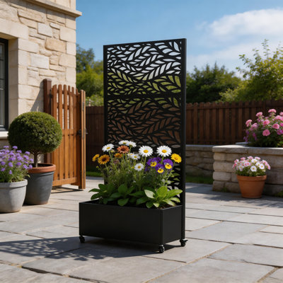 Nash Metal Planter Box with Trellis and Wheels