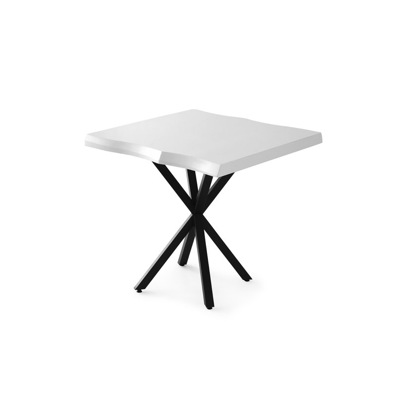 Table de salle à manger moderne blanc 31,5 po x 29,5 po x 31,5 po | Panneau de particules 100% enduit de mélamine avec pieds robustes en métal | Capacité de charge: 41,9 lb | Conception élégante et élégante parfaite pour les espaces de salle à manger contemporains