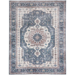 Tapis oriental / bleu / ivoire Janna