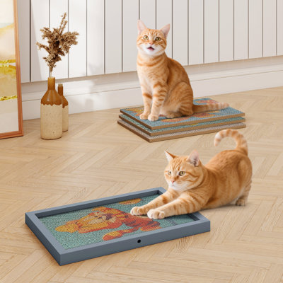 Cat Wall Scratcher Set With Replaceable Pad Refills (15 Pcs)