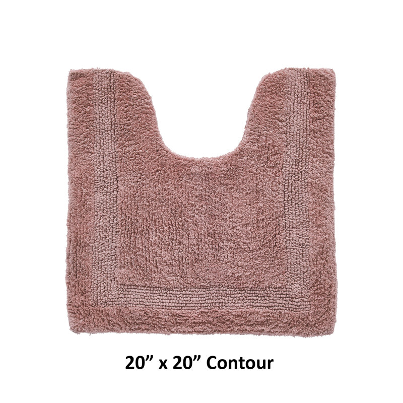 Lux Premium 100% Cotton Tufted Reversible Contour Bath Rug – Super Absorbent, Machine Washable U-Shaped Contour Toilet Rug, 20” x 20”, Pink
