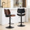 Chaises de maison pivotantes 360 avec structure en noyer et tabourets de bar en cuir noir, chaise à hauteur de comptoir réglable de style Mid-Century pour îlot de cuisine, salle à manger, café, rembourré, pieds en métal,