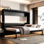 Grand lit avec motif imprimé, conduit sous éclairage et prise de courant, imprimé moderne noir, design,