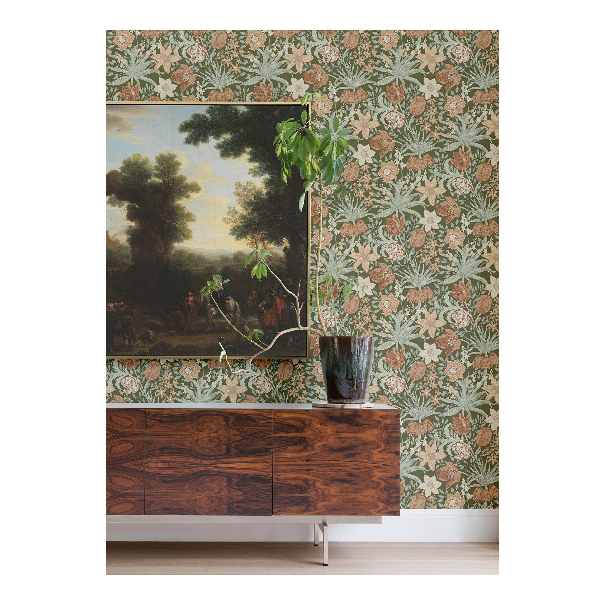 Non-Pasted,Unpasted Floral Wallpaper, Blue
