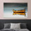 Reproduction d'art sur toile imprimée: Paysage marin en verre - bateau jaune, or 1P