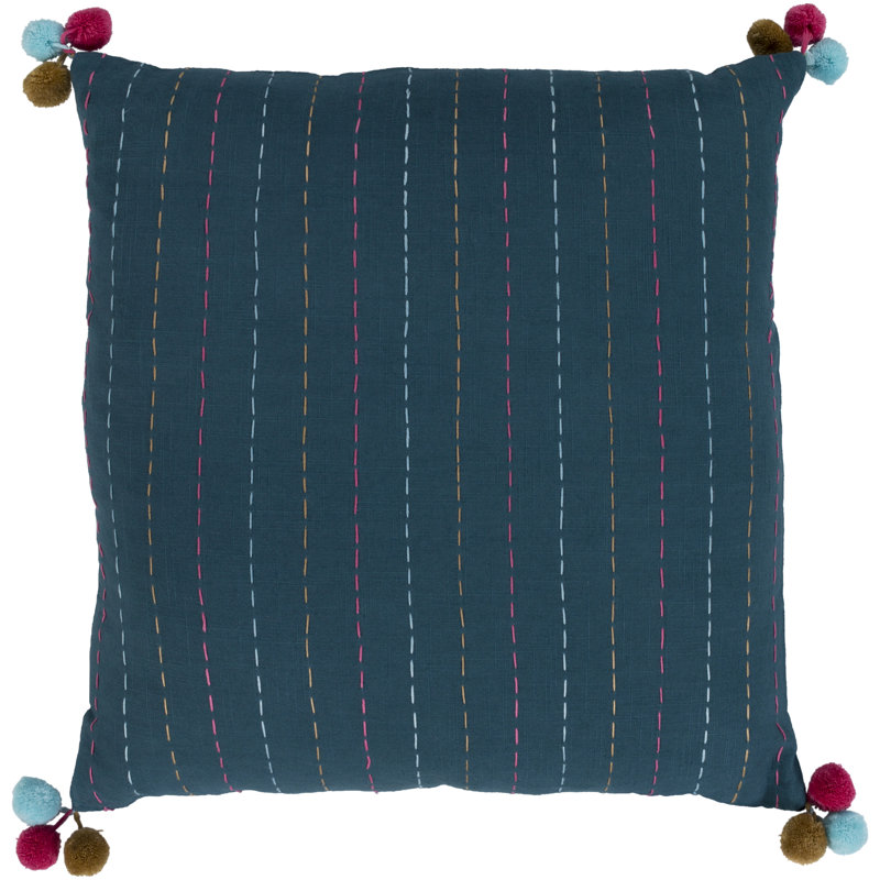 Dhaka Cotton Throw Pillow, Blue, 18" x 18", Pillow Cover Only