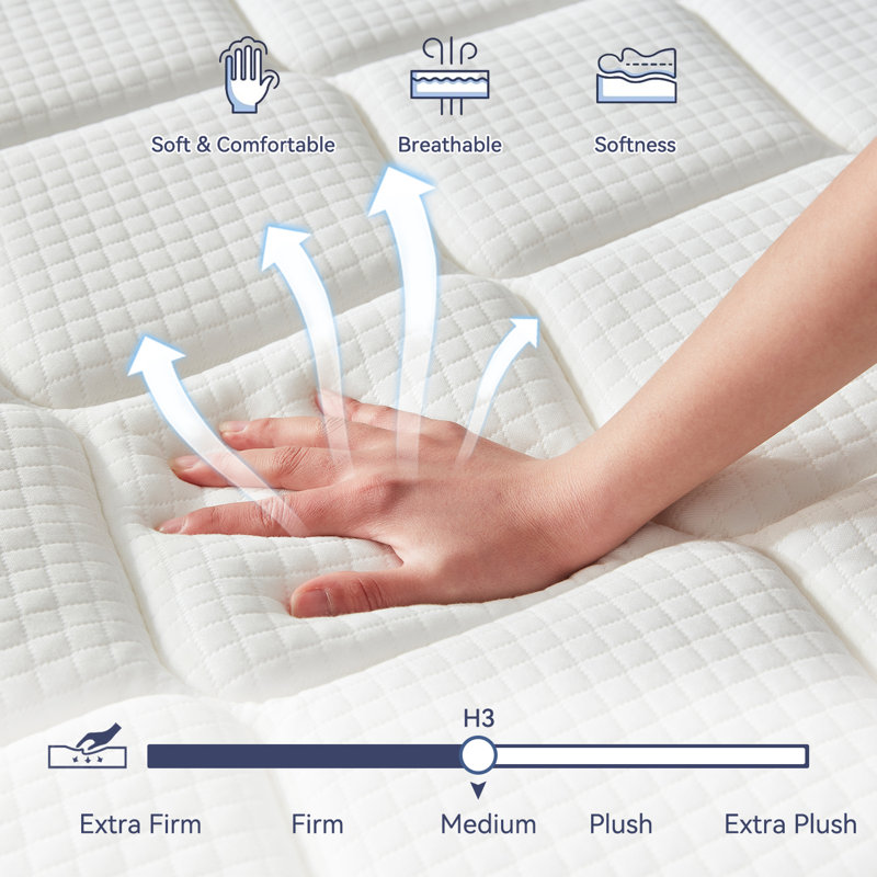 Hybrid Mattress in a Box,Individual Pocket coil, Medium Firm, Memory Foam Mattress, California King, 10"