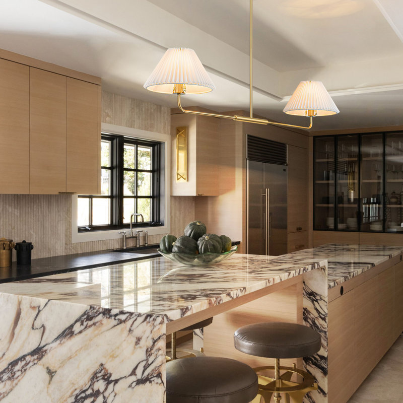 Luminaire suspendu pour îlot de cuisine 2 lumières Kelsey, Doré