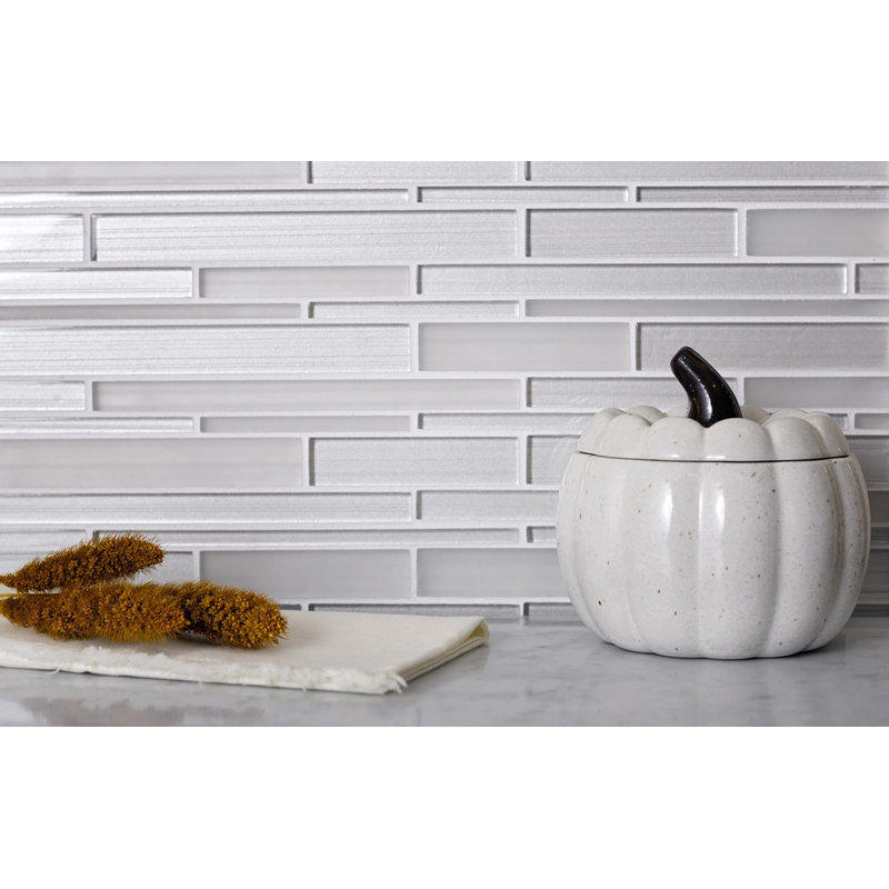 11.8" x 12.2" Glass Mosaic Tile, White