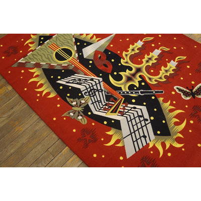 Tapis rétro français noué à motif tapisserie