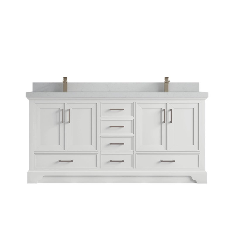 Meuble-lavabo double 72 po avec plateau en quartz Charlotte