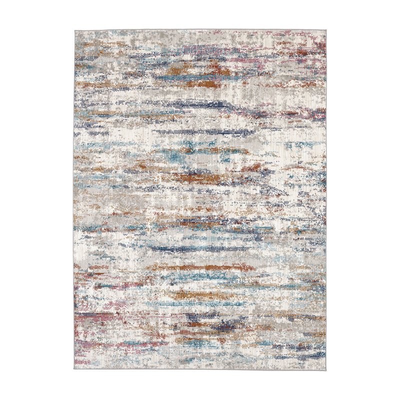 Tapis abstrait beige / rouge, Rectangle 5 pi x 8 pi