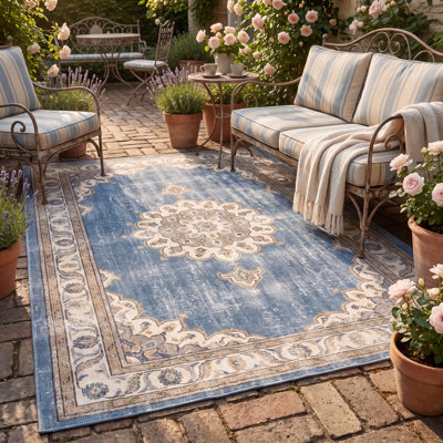 Margarite look rétro bleu ivoire or gris beige anti-dérapant à poils courts intérieur extérieur amical animaux de compagnie salon chambre à coucher salle à manger vestibule vestibule bureau bureau médaillon taupe délavé facile à nettoyer tapis ultra doux