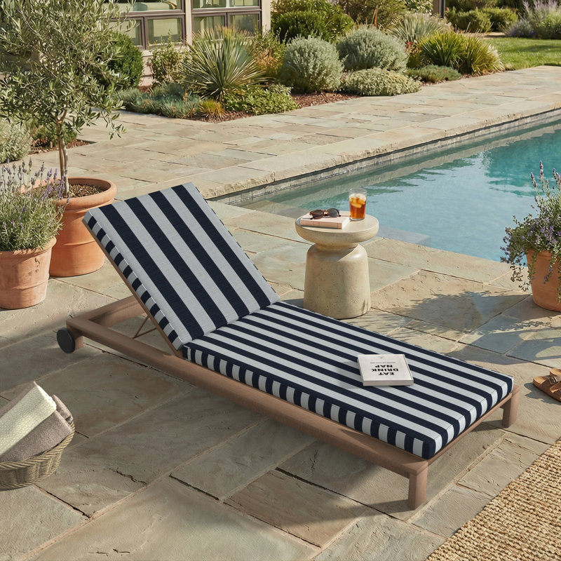 Outdoor Chaise Cushion With Sunbrella Fabric, 24" W x 73" D, Sunbrella® Expressive Mist