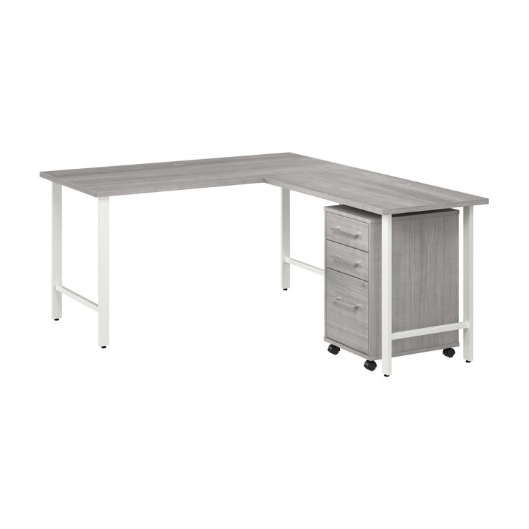 Bush Business Furniture Hustle 60W X 30D L Shaped Computer Desk With 3 Drawer Mobile File Cabinet