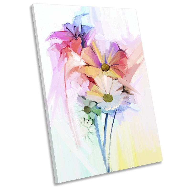 Daisy Lily Floral Flowers Picture - Wrapped Canvas Painting, 45.7cm H x 30.5cm W x 2cm D