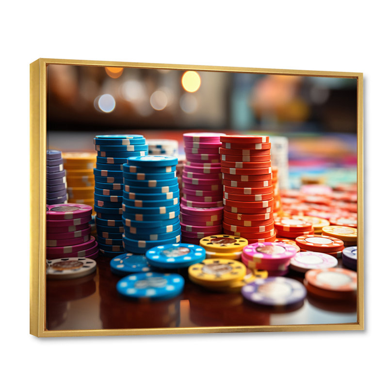 Art mural sur toile de jeux de poker de Casino Royale, Cadre flottant doré, H 16 po x l 32 po x P 1 po