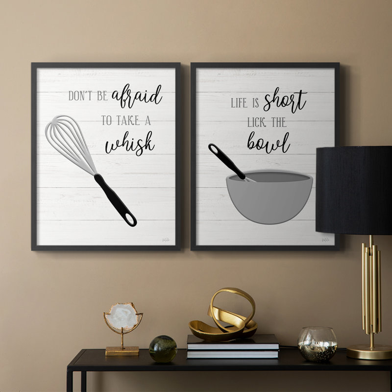 «Take A Whisk» - reproduction encadrée de qualité supérieure - prête à être accrochée - aucun clou requis - aucun clou requis
