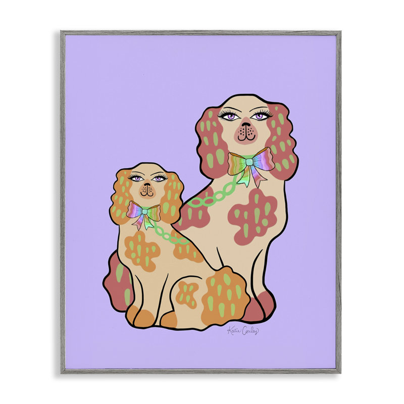 «Funky Dogs on Mauve», estampe numérique, conception de Katie Conley, Estampe numérique Farmhouse, H 30 po x l 24 po
