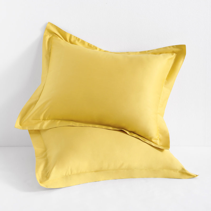 Taies d'oreiller carrées en satin de coton égyptien de qualité supérieure (500 fils/cm²) - NTBAY, Standard, Jaune