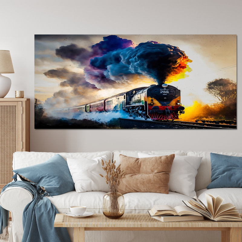 Train On The Move I - Train Wall Art, Wrapped Canvas, 28" H x 60" W x 1.5" D