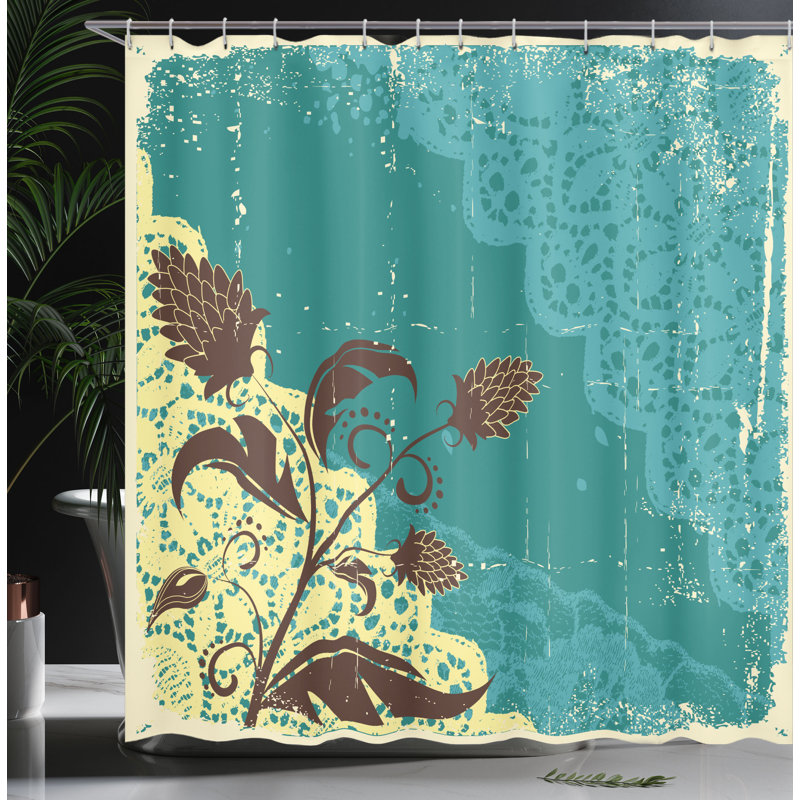 Ensemble de rideau de douche + crochets, H 69 po x l 105 po