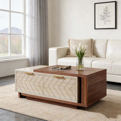 Table basse extensible avec 2 tiroirs de rangement
