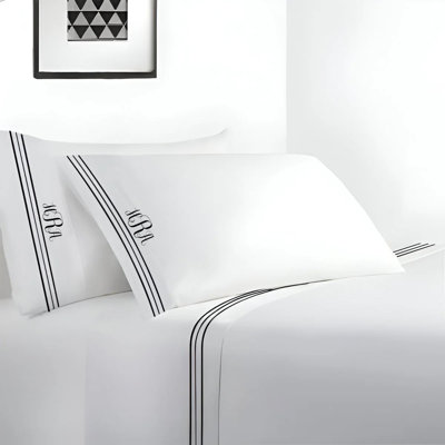 Monogram 400TC Cotton Sateen Classic Embroidery Cotton Sheet Set