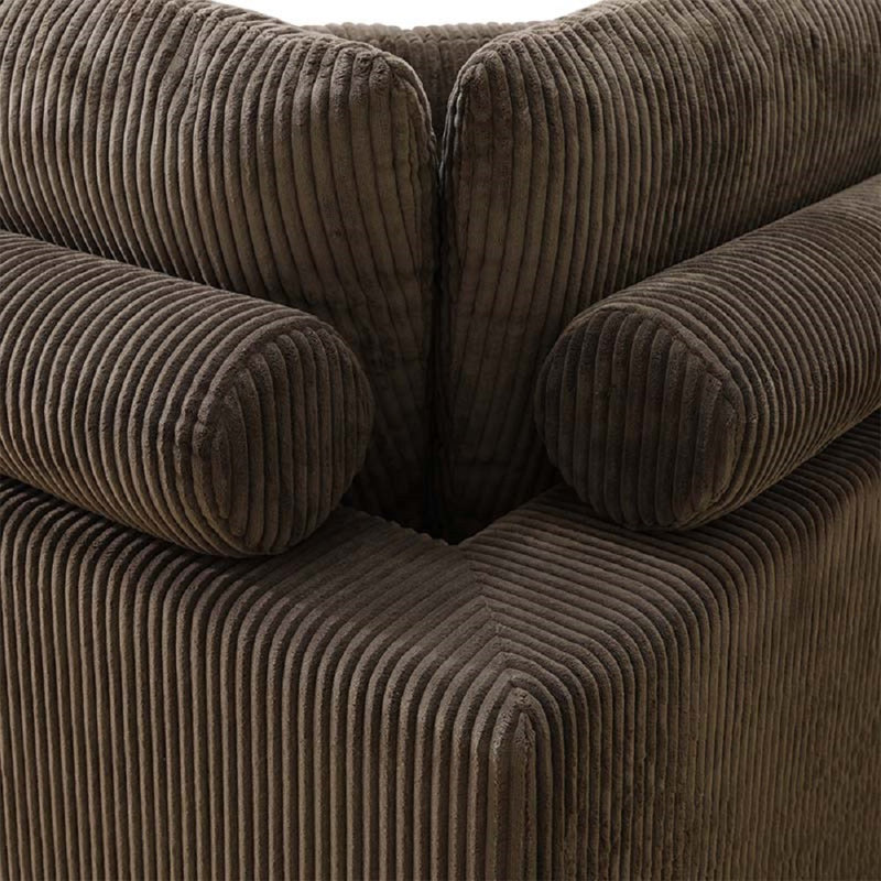 Arial 123" 7-Piece Premium Corduroy Reversible Living Room Modular Sectional Sofa with Ottoman, Brown Corduroy