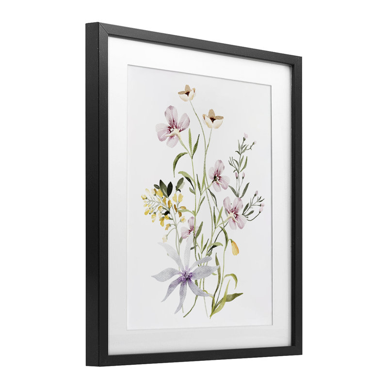 "Floral Foliage Bundle", reproduction sous verre encadrée, Cadre noir minuit, H 16 po x l 13 po